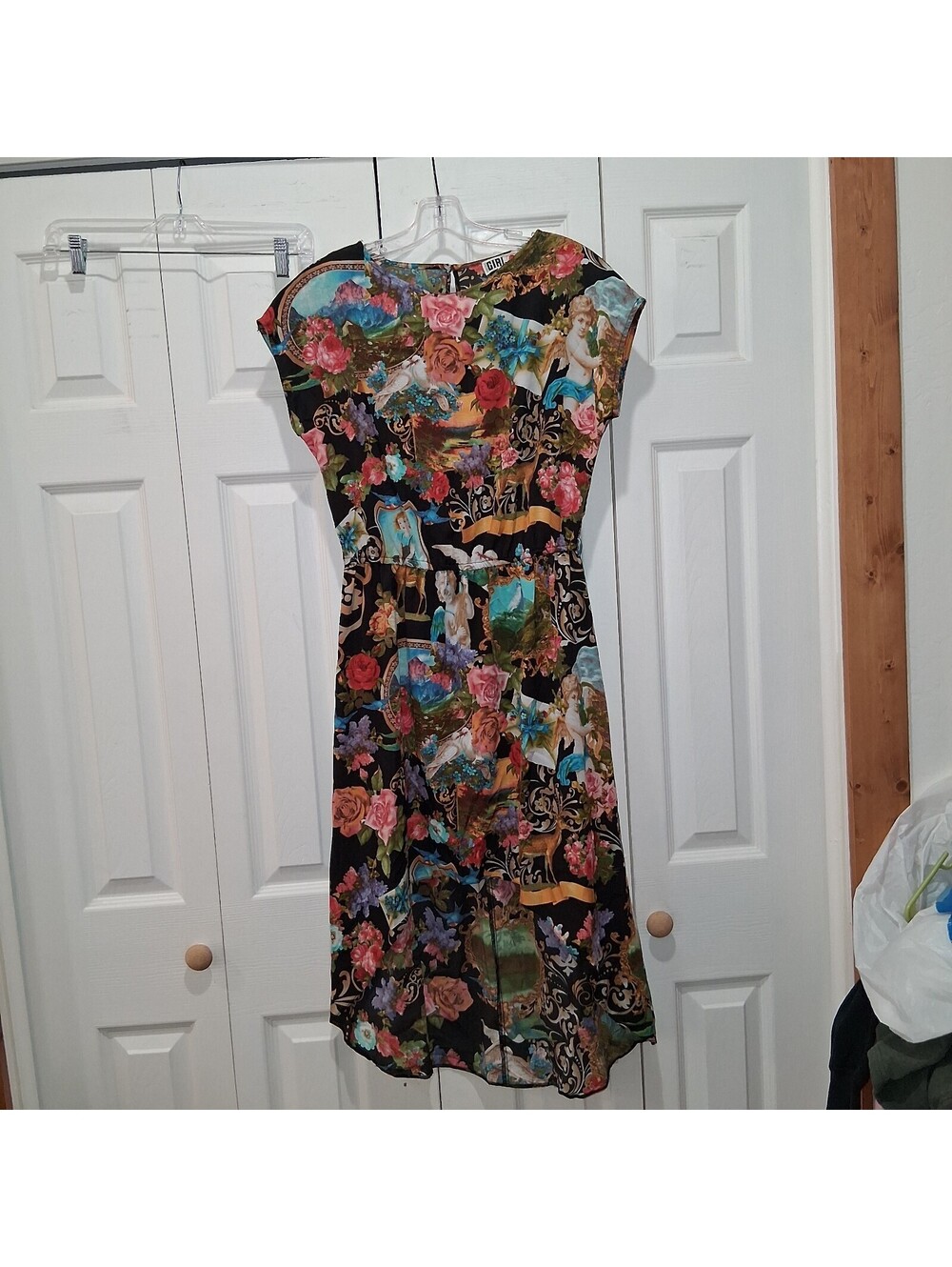 VTG Chelsea Girl Cherub UK 10 US 6 Sleeveless Dress Whimsigoth Art Renaissance